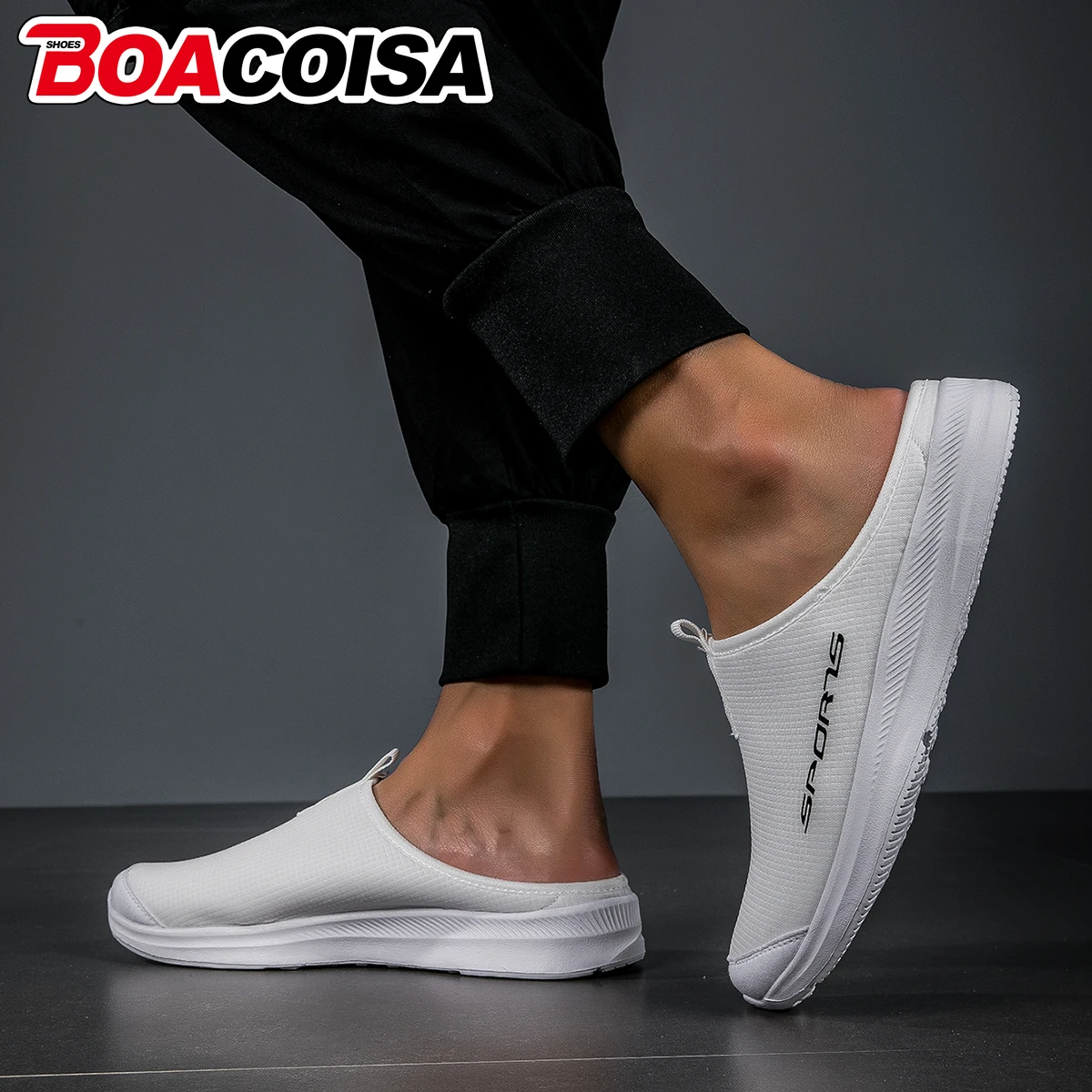 

Half Slippers for Men Trendy Women Flat Bottom Casual Shoes Soft Support Shoes Men Sneakers Breathable Outdoor Indoor Tennis
