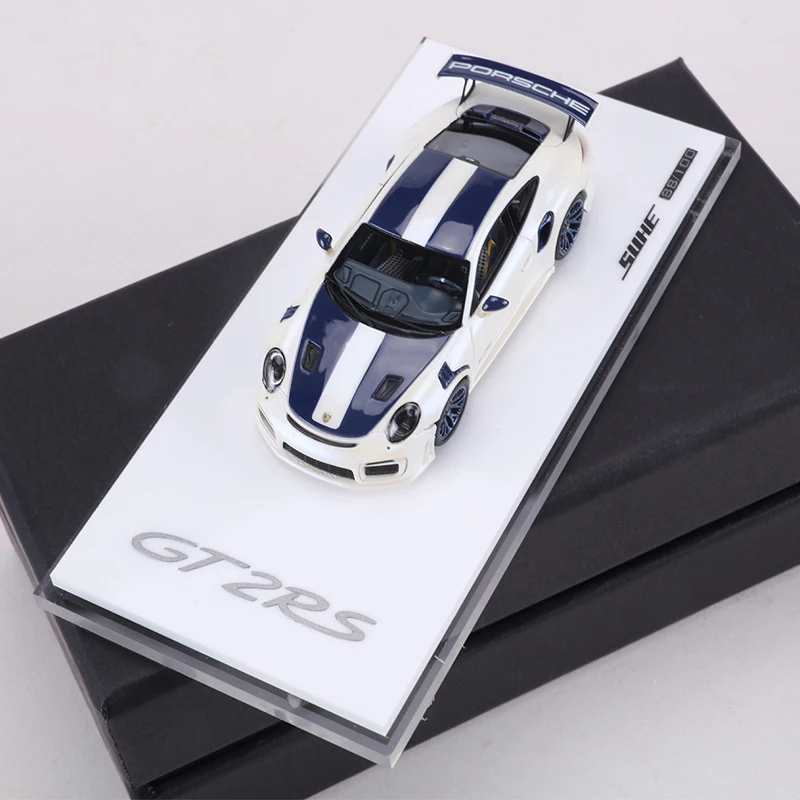 Suhe 1:64 911GT2 RS Changing Color White/Avocado Green Resin Model