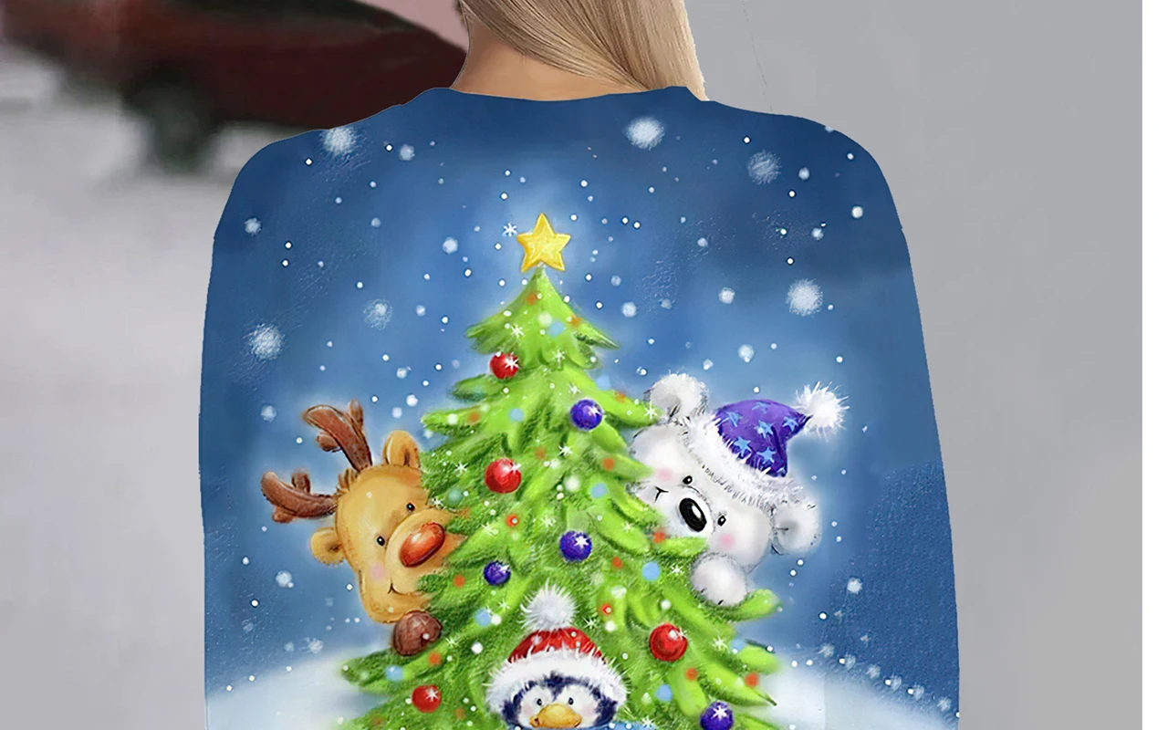 Christmas tree Sweatshirt Soft and Comfortable Long Sleeve Crew Neck Design for Casual Wear - Perfect for Ladies and Girls Wom