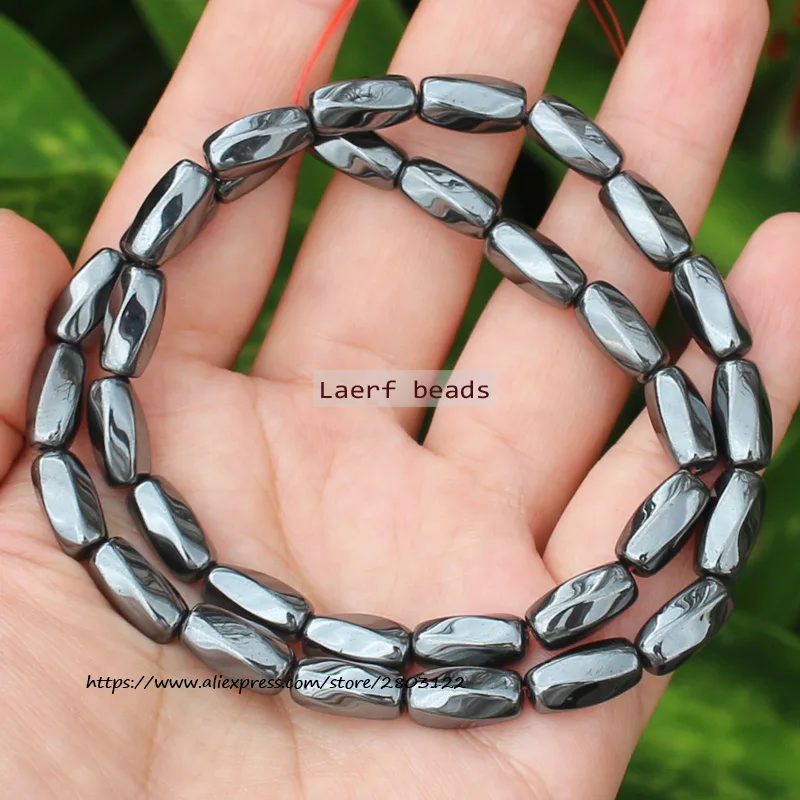 Natural Hematite Oval  4sides Twist Loose Beads ,For DIY Jewelry Making !