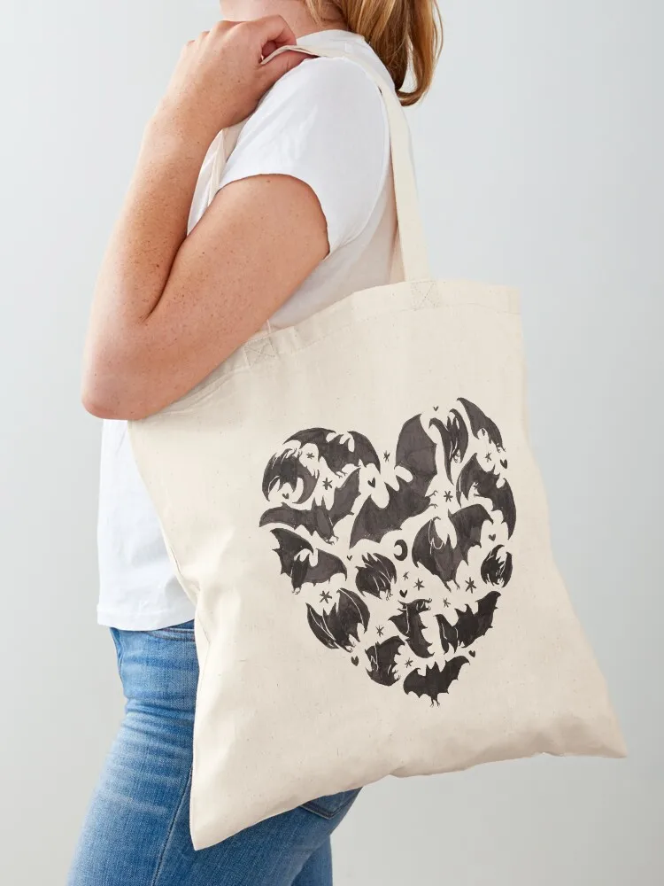 

Bat Heart Tote Bag eco pack hand bag ladies Canvas bag for women tote bags cloth bags