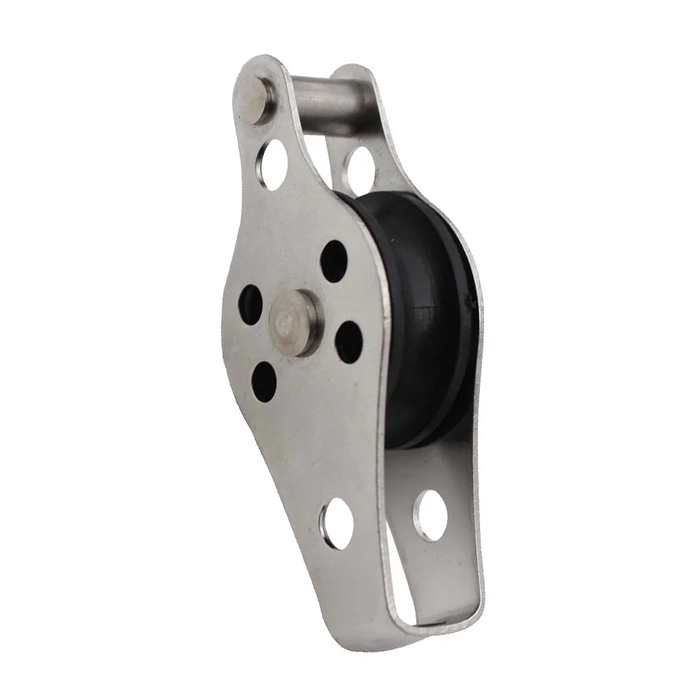 Stainless Steel Boat Pulley Tackle Puller Lift Tools Nylon Rope Single Pulley Nylon Rope Pulley