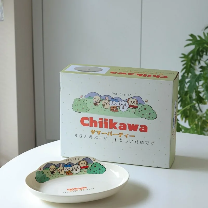 جديد لطيف Chiikawa طبق عشاء السيراميك البيضاوي القرص العميق Ins Kawaii المنزلية أنيمي الكرتون الإبداعية هدية أساسيات الطالب