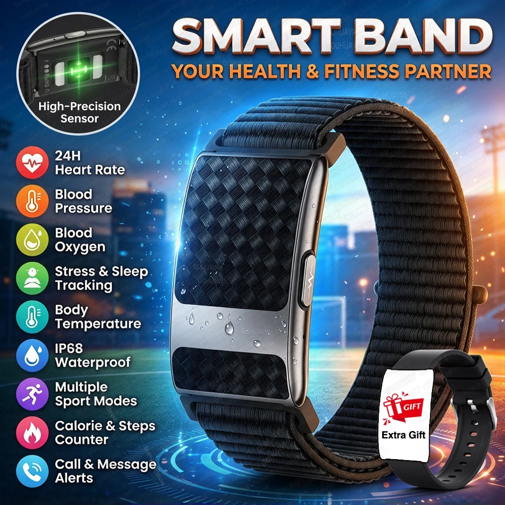New Upgrade No Screen Health Tracker Smart Band ECG+PPG 24/7 Heart Rate Blood Pressure Sleep Monitor Pedometer Fitness Bracelets