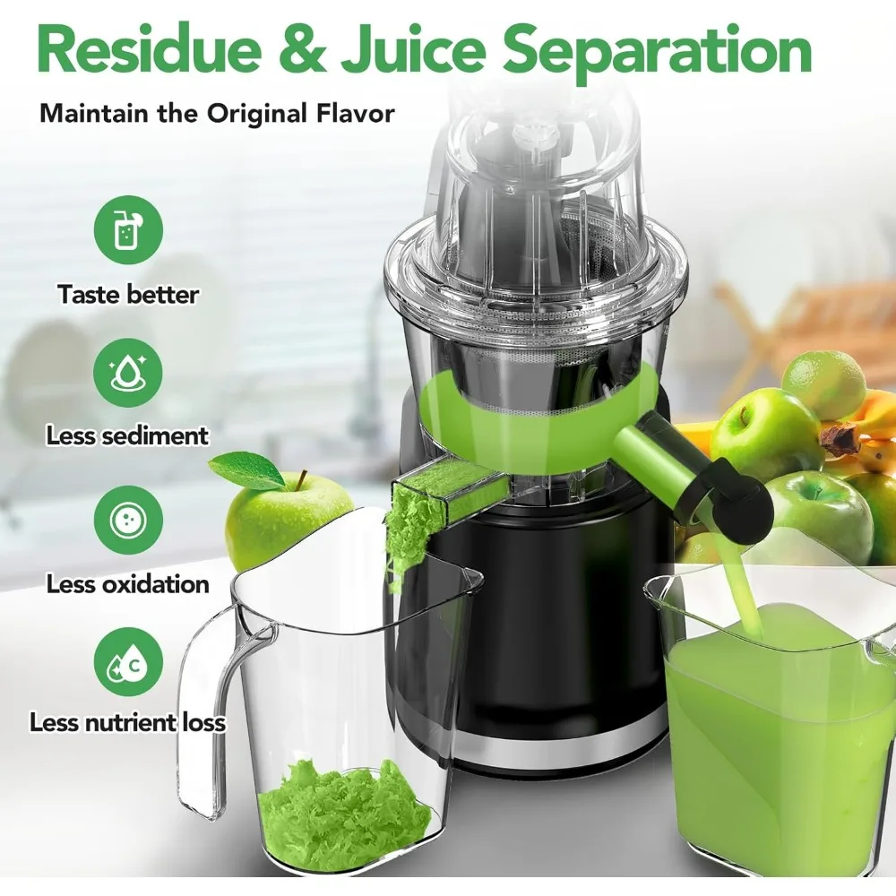 Prensa Fria Máquina Juicer, Chute De Alimentação Grande, Grande Capacidade, Alto Rendimento De Suco, Espremedor De Masticação Lenta, 3,3"