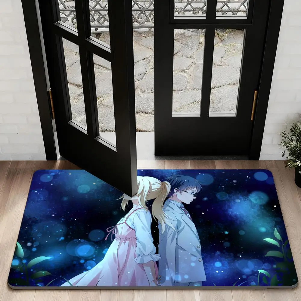 

Y-Your Lie in Aprils anime Floor Mat Diatom Bath Mat Absorbent Quick Dry Non-Slip TPR Backing Soft Plush Draining Rugs