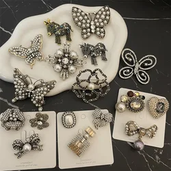 Elegant Women Girls Classic Exquistie Bow Cross Pearl Crytal Brooches Badges Set Fashion Lady Vintage High Quality Jewelry Pins