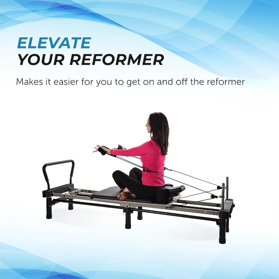 Pilates Reformer Stand with Adjustable Height for Home Use Durable Steel Frame in Black Compact Design for Small Spaces