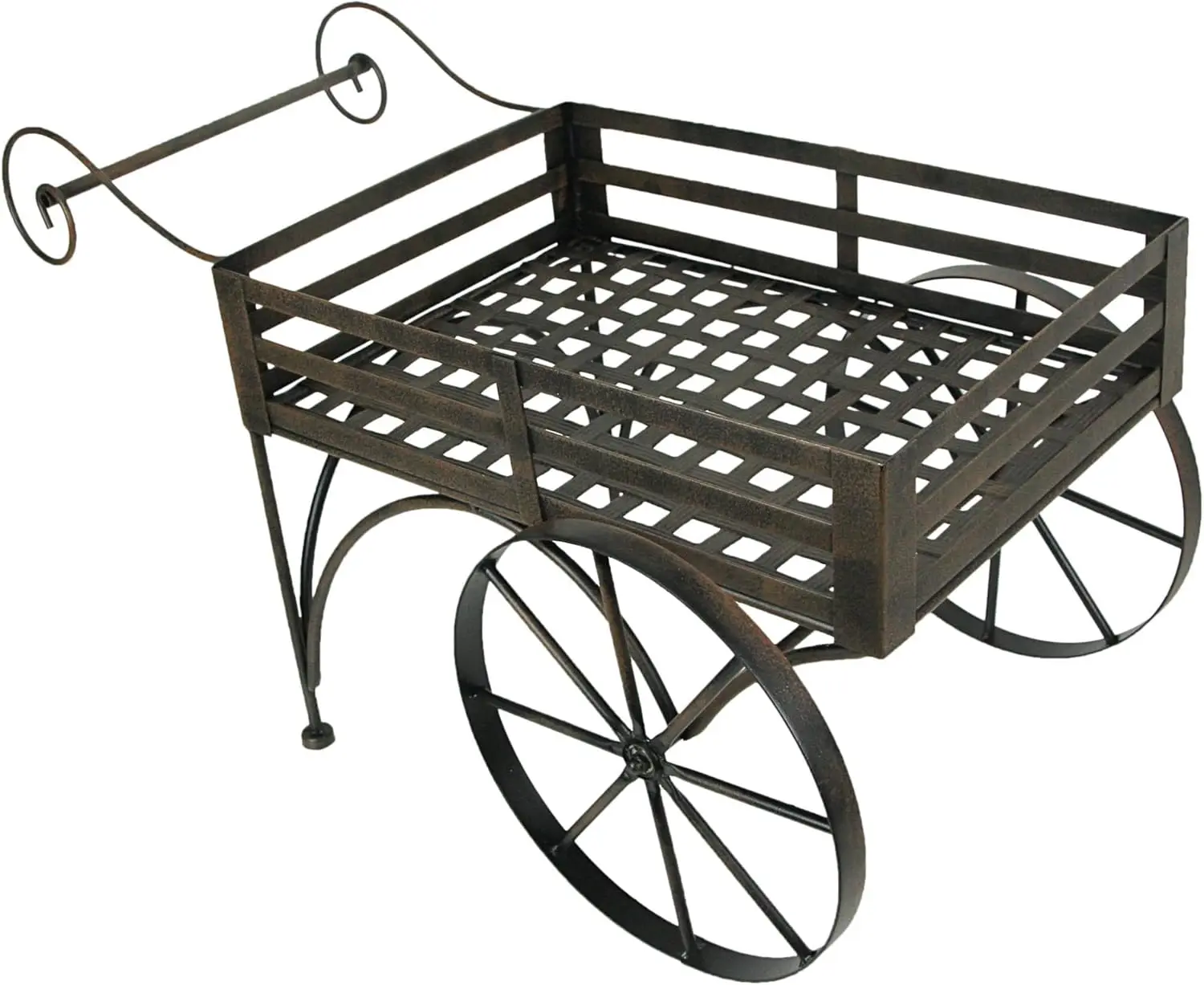 

Очаровательная коричневая металлическая тележка-тележка в деревенском стиле, подставка для растений и держатель для цветов, трансформируйте пространство в помещении и на открытом воздухе. Потрясающее патио.