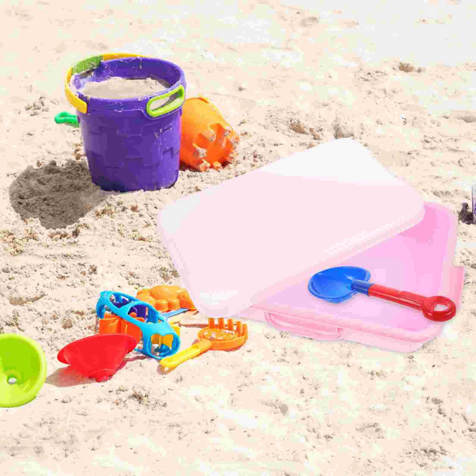 Caixa de areia ao ar livre com tampa armazenamento de mesa brinquedos de praia portátil pequenos sandpits azul abs bandeja portátil criança