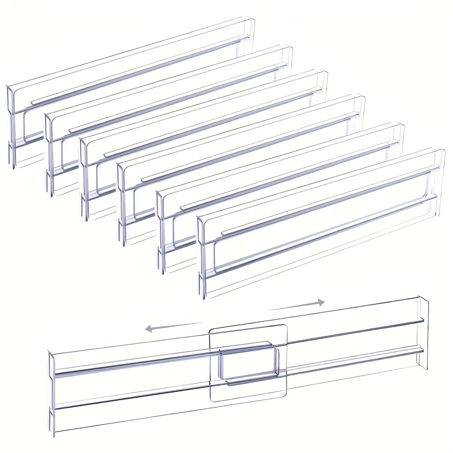 8pcs Plastic Clear Drawer Dividers, Retractable Drawer  Dividers, Transparent Partition Boards, Drawer Compartment Dividers, Sui