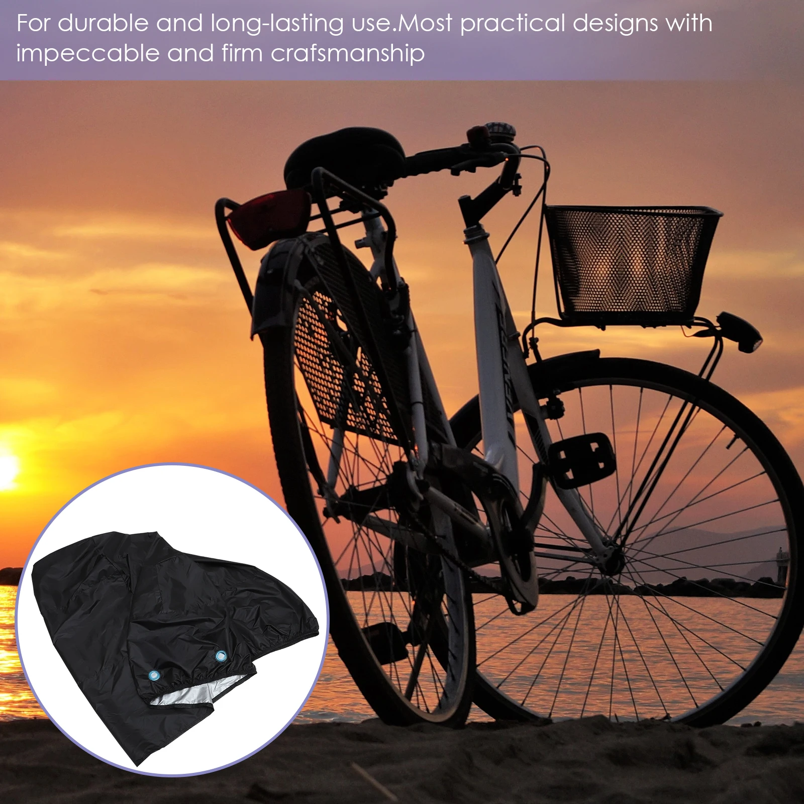 

Bicycle Waterproof Uv Windproof Outdoor Protective Cover For Bike Xl Size 200X70X110Cm Black Lightweight Durable Portable Bike