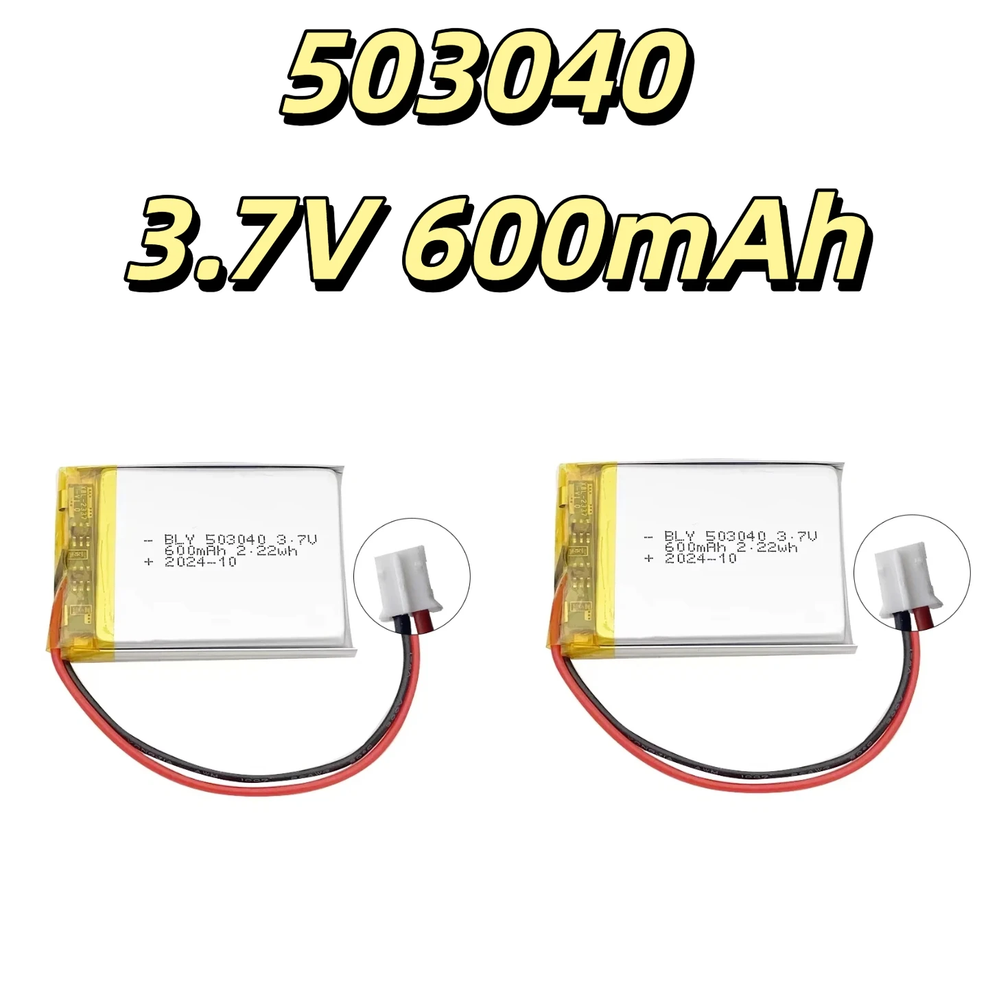 

503040 3.7V 600mAh Lithium Polymer Battery 5x30x40mm Rechargeable Lipo for Smart Watch GPS Bluetooth Audio Player Li-Po Pack