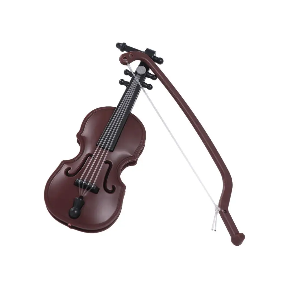 Simulation Violin Furniture Mini Violins Ornament Home Decor Crafts Plastic Violin Model Brown Ornament Miniature Violin Gift