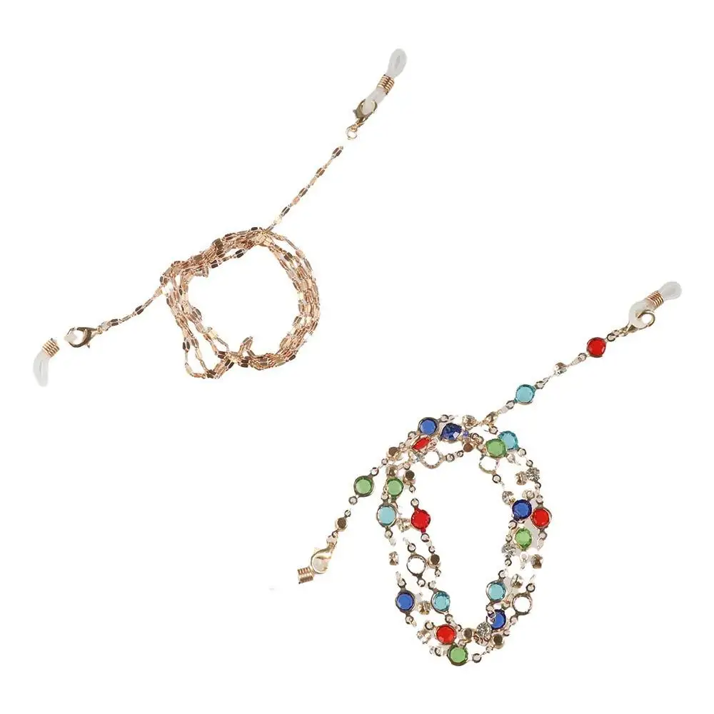 Fashion Vintage Beads Glasses Chain Elegant Lanyard Crystal Glasses Chain Bohemian Copper Mask Chain Eyewear Accessories