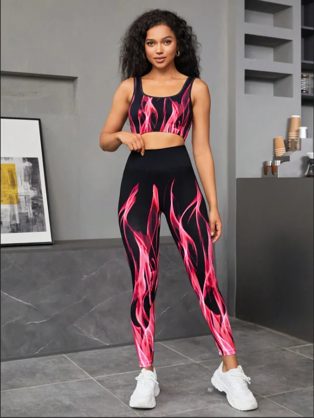 Seamless Gym Set Push Up Fitness Leggings Workout Crop Top Women Outfit Tights Pants Yoga Suit Sports Clothes