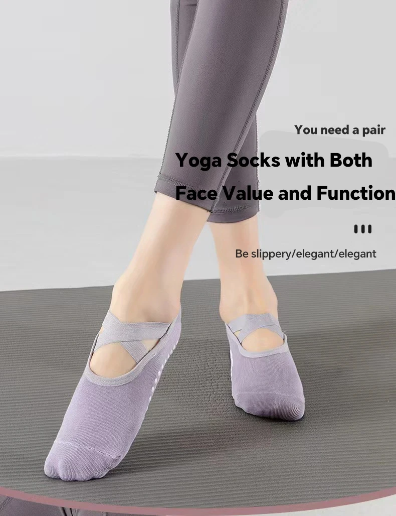 Summer Pilates Socks Anti-Slip Breathable Bandage Yoga Socks Women Ankle Ladies Ballet Dance Sports Socks for Fitness Gym