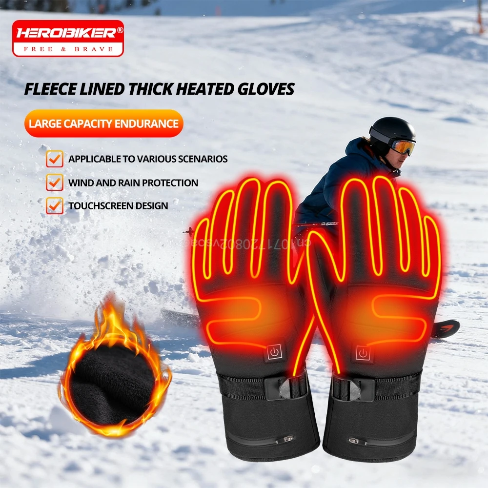 

Snowboarding Electric Heated Gloves Skiing Heated Gloves Waterproof Heated Gloves Touch Screen Motorbike Racing Riding Gloves