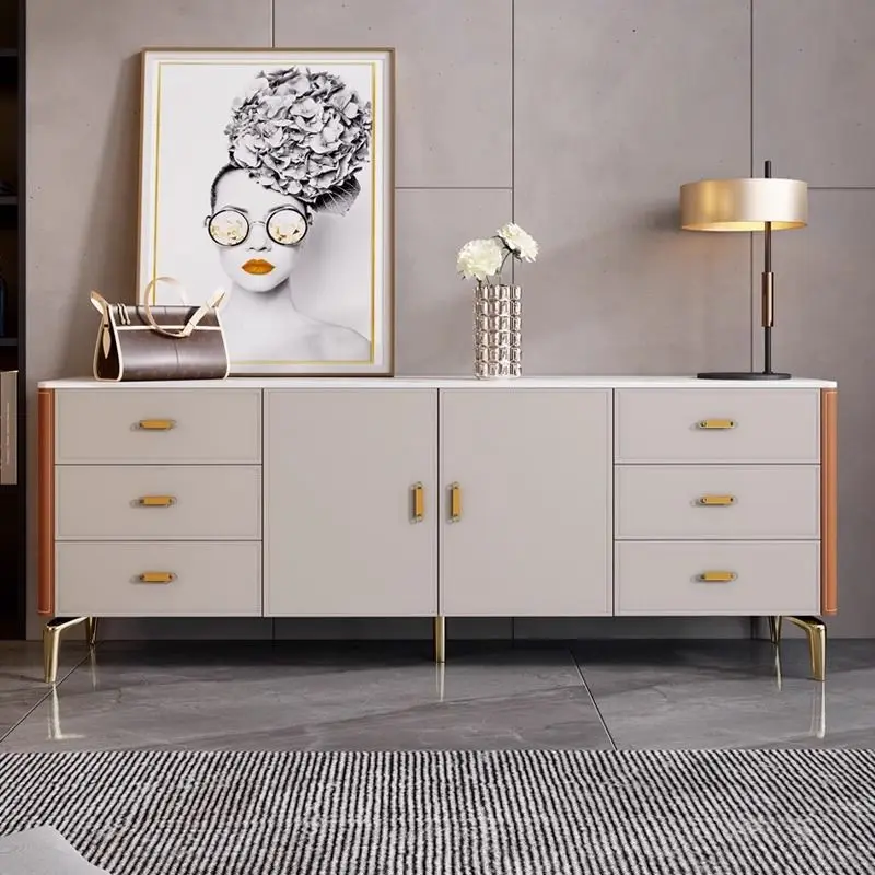 

High saddle leather household size apartment solid wood bedside locker