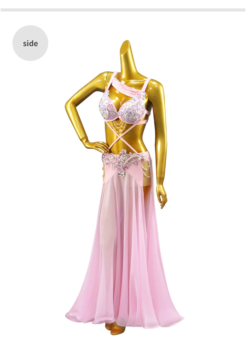 Damen-Abendkorsett, orientalisches Kostüm für Mädchen, Tanzanzug, Bauchtanzkleid, Bühnen-Tanzkleidung, Bauchtanz-Praxis-Outfit, langes Outfit – Detail 8