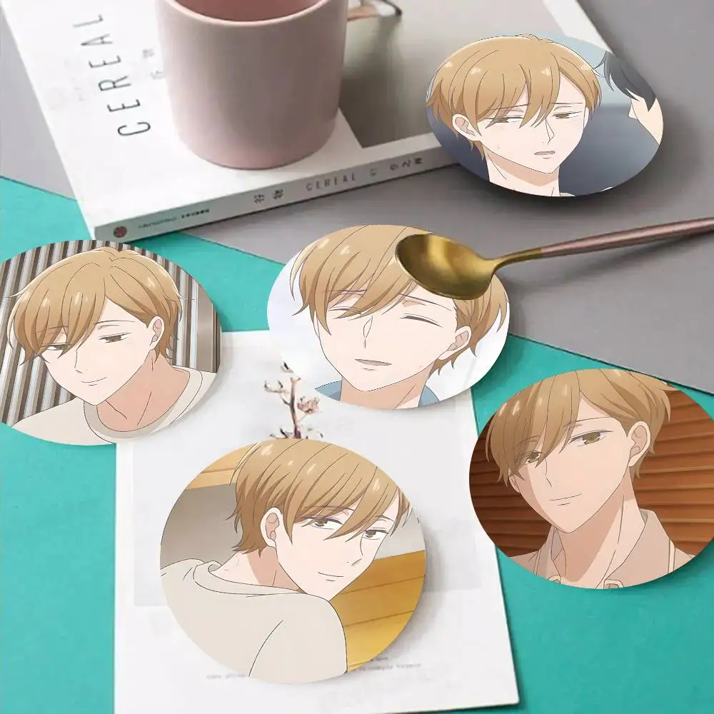 1pc Masaki Fujiyoshi Anime Characters Wooden Coaster Colour Printing Cup Mat Home Desk Decoration Gifts