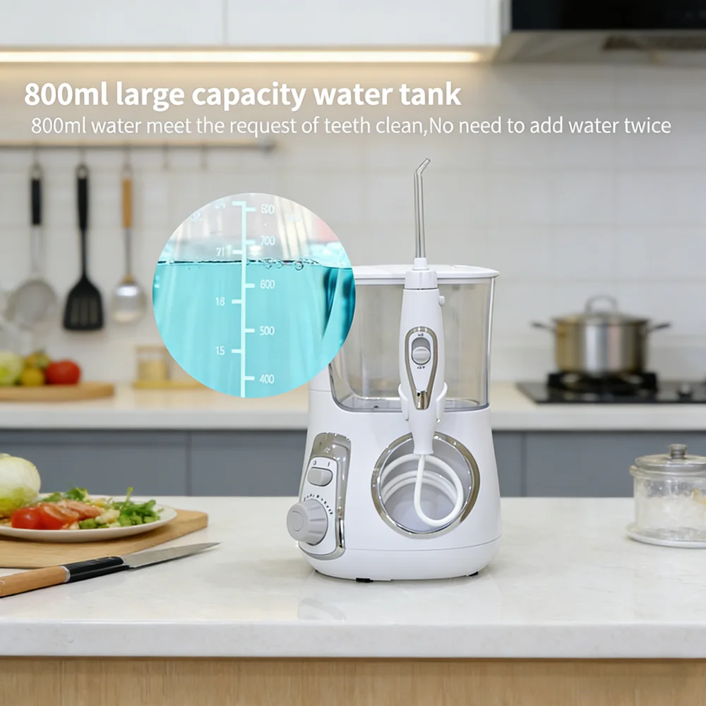 

Desktop Dental Water Flosser 800ML Waterproof Dental Hydrotherapy Device with Water Flushing Teeth Cleaner