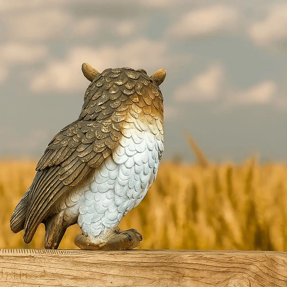 Cute Resin Owl Statue Simulated Vivid Bird Miniature Figurine Creative Animal Sculpture Office
