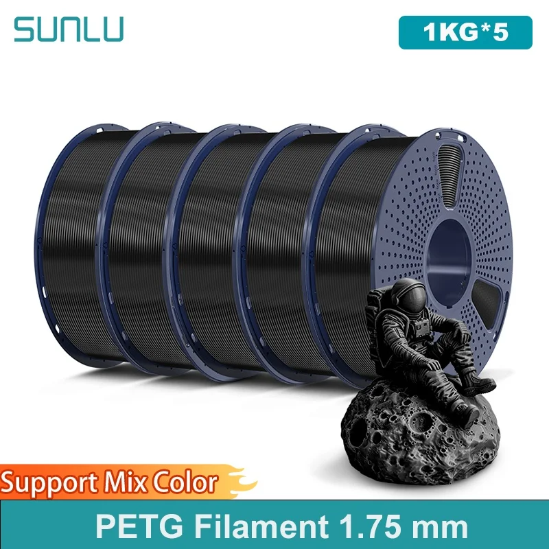 

SUNLU 5KG PETG/PETG Clear Filament 1.75 ±0.02mm 1kg Spool (2.2lbs) High Toughness Neatly Wound Filament Fit Most FDM Printer