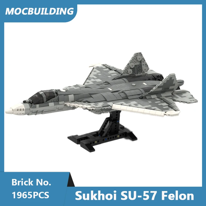 MOC Building Blocks Sukhoi SU-57 Felon Aircraft 1/35 Scale Model DIY Assembled Bricks Educational Creative Display Toys Gifts