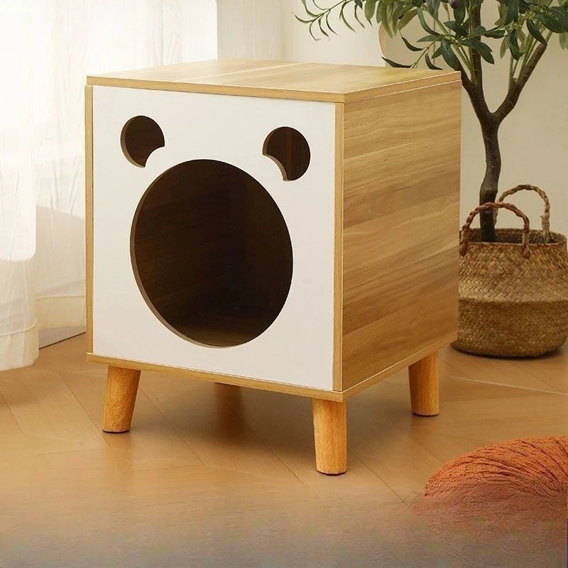 Living Room Cabinet Small Solid Wood Cat House Bedside Storage Cabinet Nightstand Drawers Dresser Pet Friendly Furniture view 2