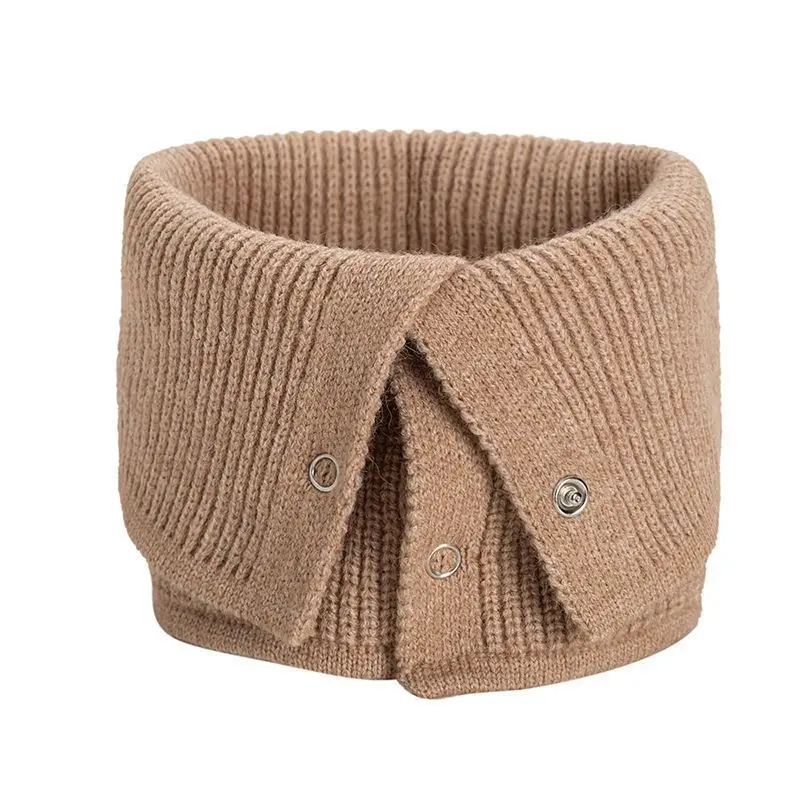 Winter Knitted Fake Collar Women Windproof Button Neck Cover Unisex False Collars Elastic Wool Knitting Scarf Warm Neck Warmer