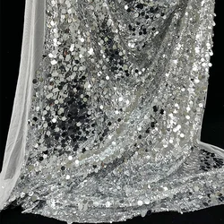 Shiny Reflective Stage Clothing Sequin Dense Mesh Packaging  Fabric Wedding Decoration Background Dress Diy Sewing By The Meter