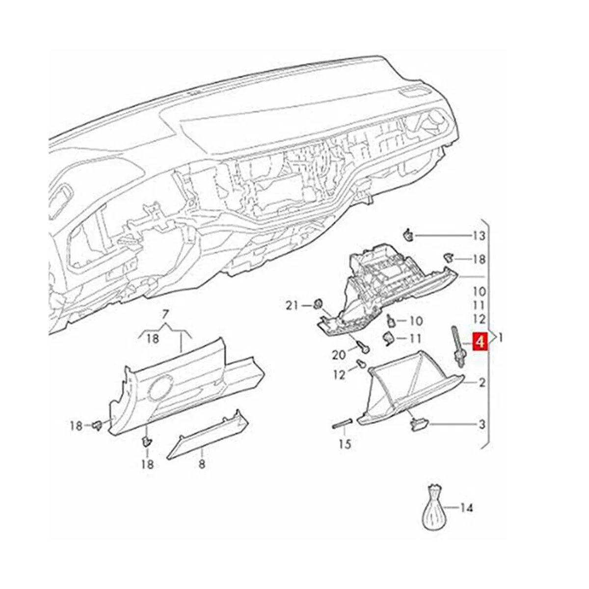 Kotak sarung tangan Interior mobil LHD, 2 buah elemen rem peredam untuk Golf 7 MK7 kelinci