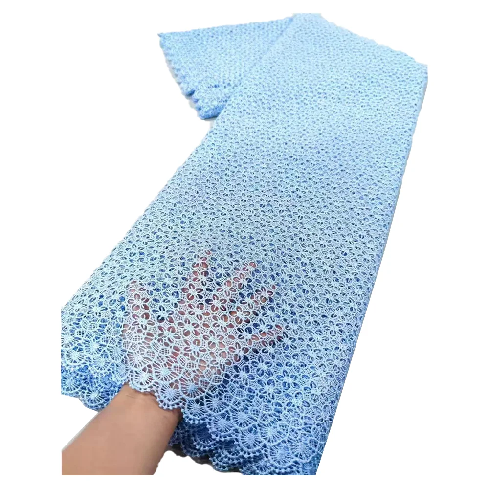 Женские высококачественные африканские водорастворимые кружевные ткани с вышивкой, вечерние платья 2025 года, горячая распродажа, тканевый сетчатый кружевной материал, 5 ярдов