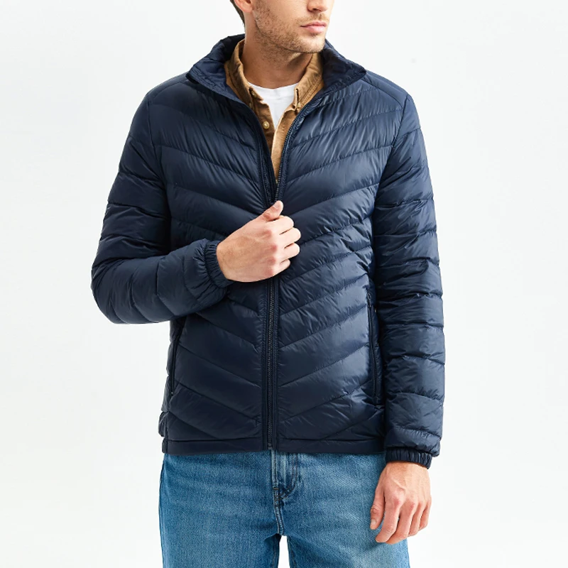 Chaquetas finas de plumón de pato para hombre, Parka cálida a prueba de viento, abrigo informal de invierno, impermeable, ultraligero, 90%