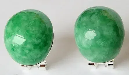 

simple style 925 Silver Natural Green jade Stud Earrings