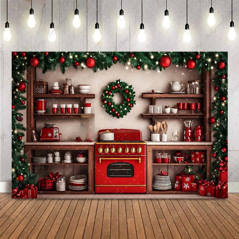 

Рождественский кухонный фон для фотографии, детский портретный фон для фотостудии, шкаф, красная сосна, фотосессия