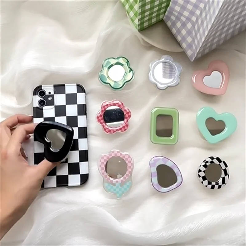 

Flower Heart Makeup Mirror Expanding 3D Stand Grip Mount Phone Socket Fold Mobile Smartphones Desktop Bracket Phone Stand Holder