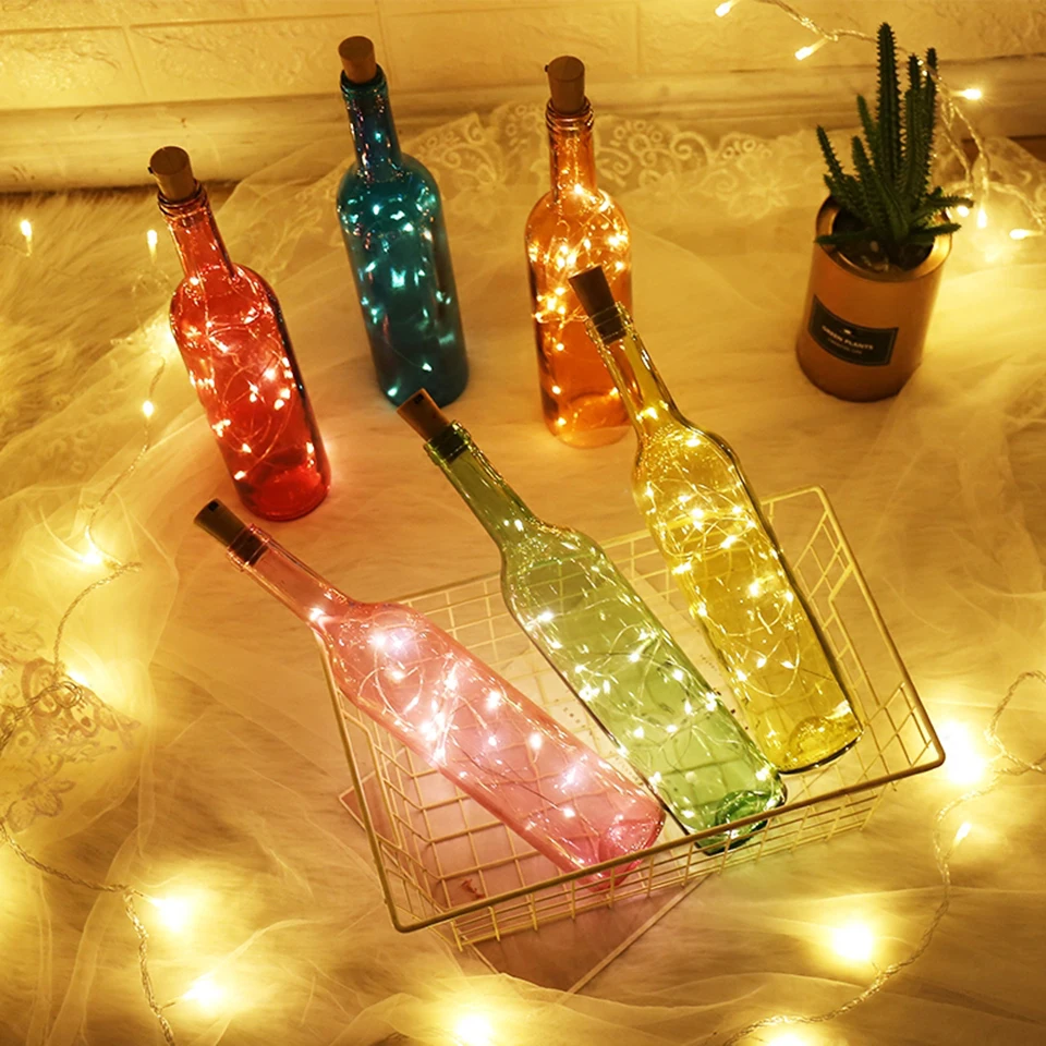 Christmas Led Copper String Light Wine Bottle Cork Lights 1M 2M Fairy Garland Lamp For Holiday Party Wedding Home Decoraction