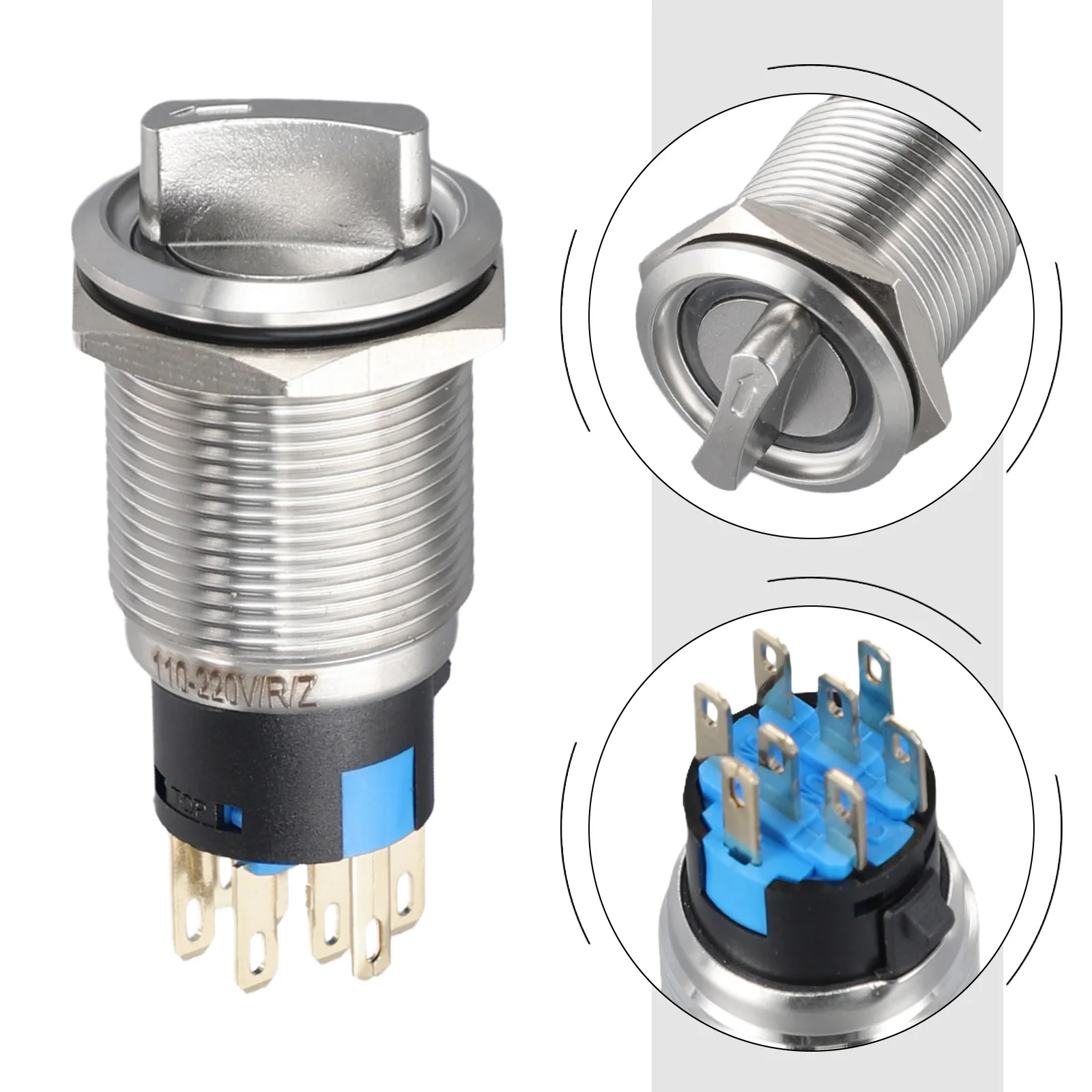 19 ミリメートルロータリースイッチプッシュボタンスイッチ低照度条件電気寿命 100,000 サイクル IK09 保護 IP66 保護