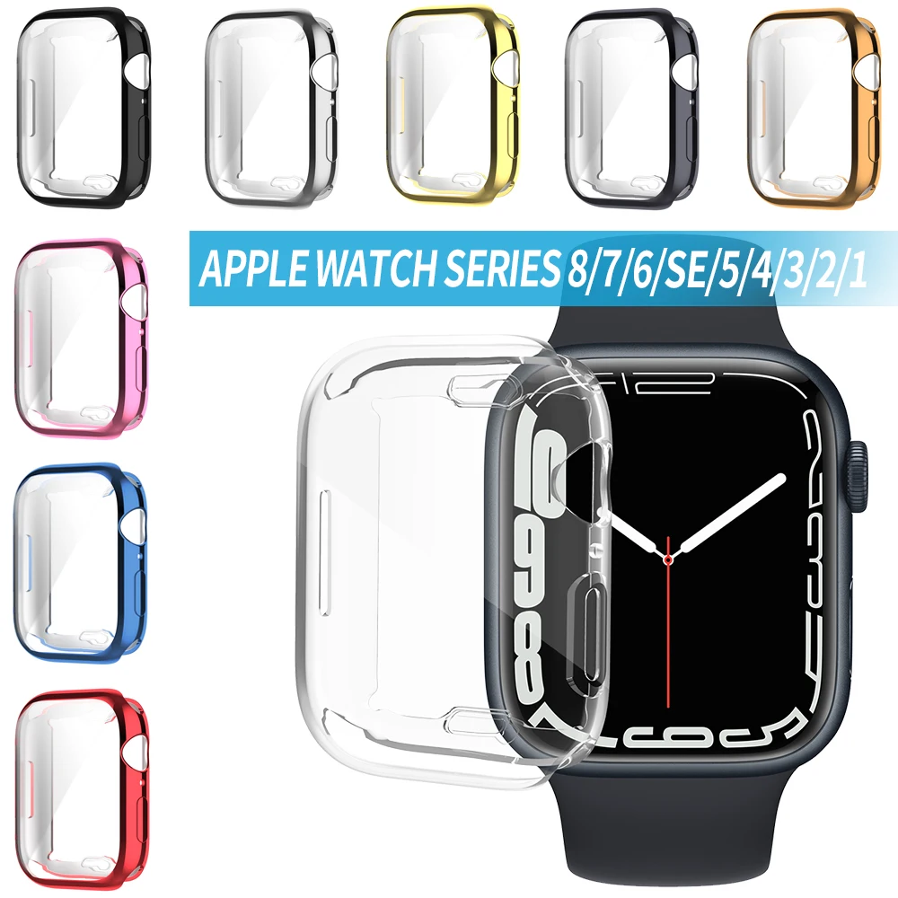 

360 Full Cover for Apple Watch Case 8/7 41MM45MM Soft TPU Screen Protector 42MM38MM Protector Case for iWatch SE/6/5/4 44MM 40MM