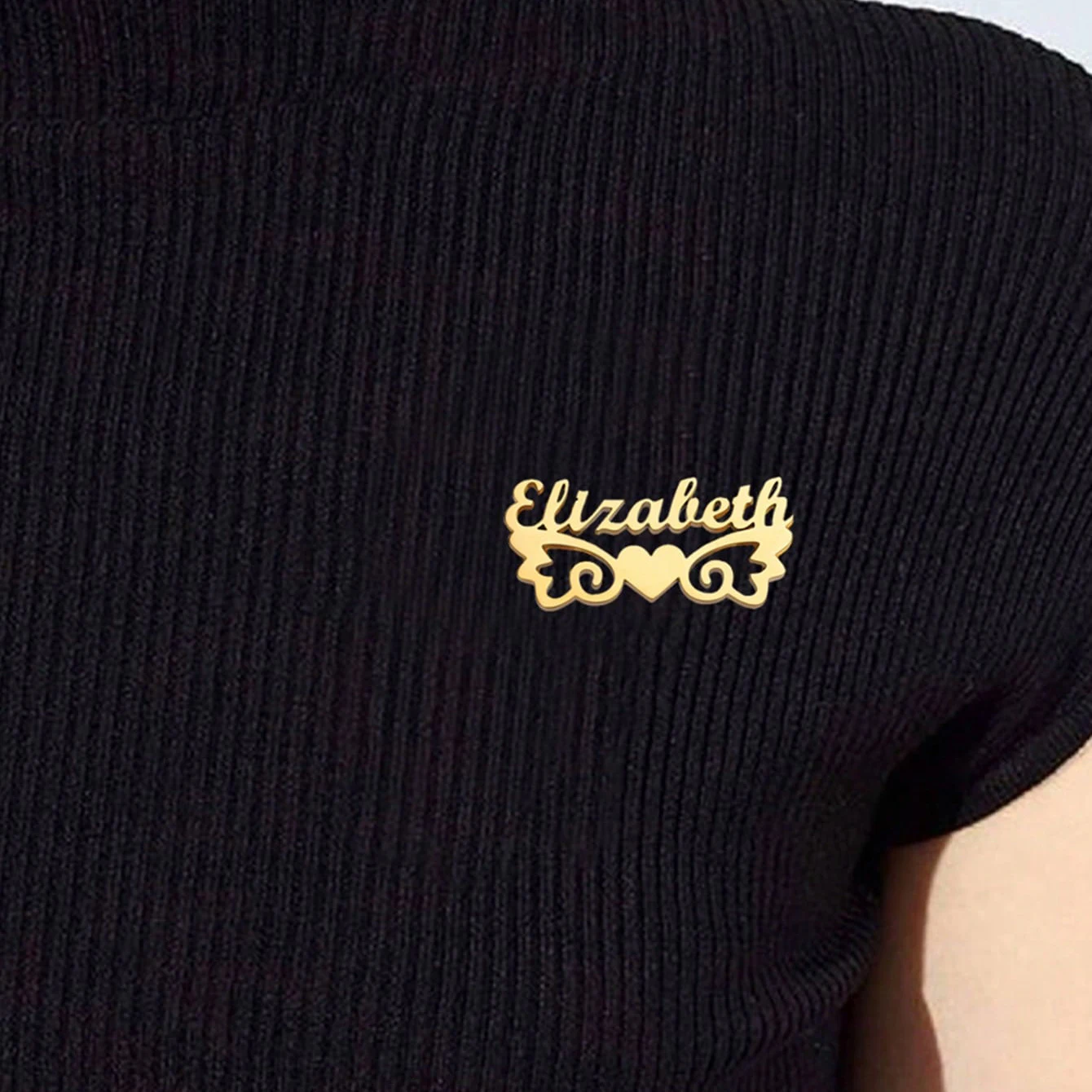 مخصص أجنحة القلب اسم دبابيس للنساء الرجال الفولاذ المقاوم للصدأ مخصص بروش شارة بدبوس مجوهرات شخصية على الملابس #1