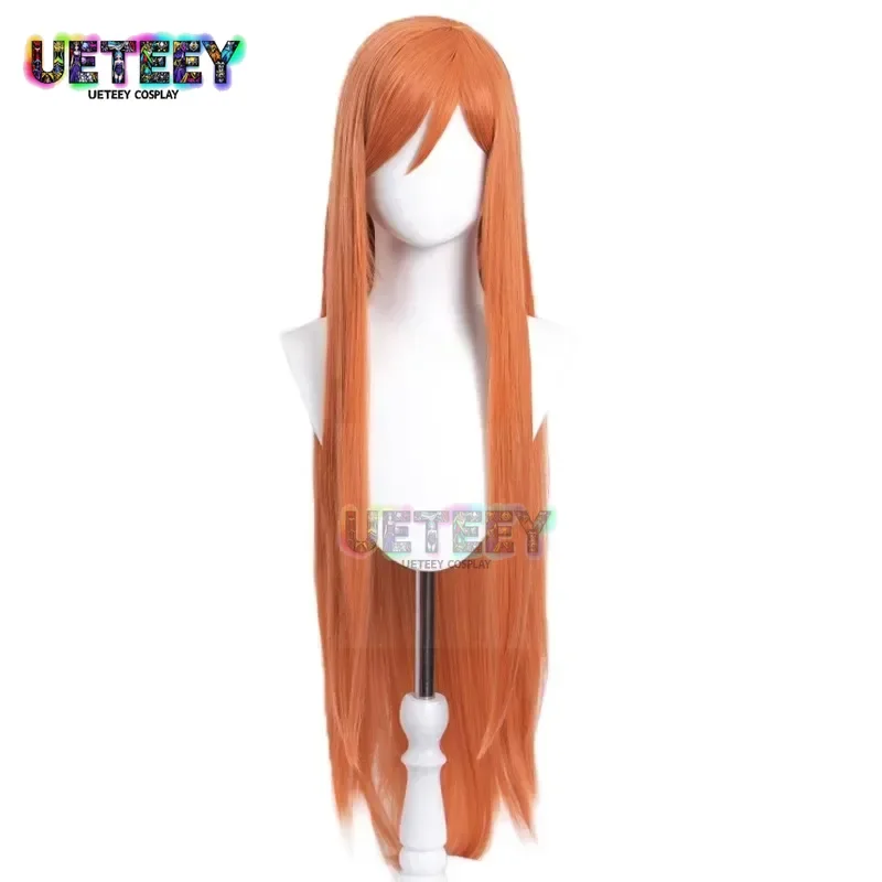 UETEEY COS 애니메이션 블리치 이노우에 오리히메 코스프레 의상 헤어 헤드웨어 슈퍼 롱 오렌지 만화 가발 썸네일 4