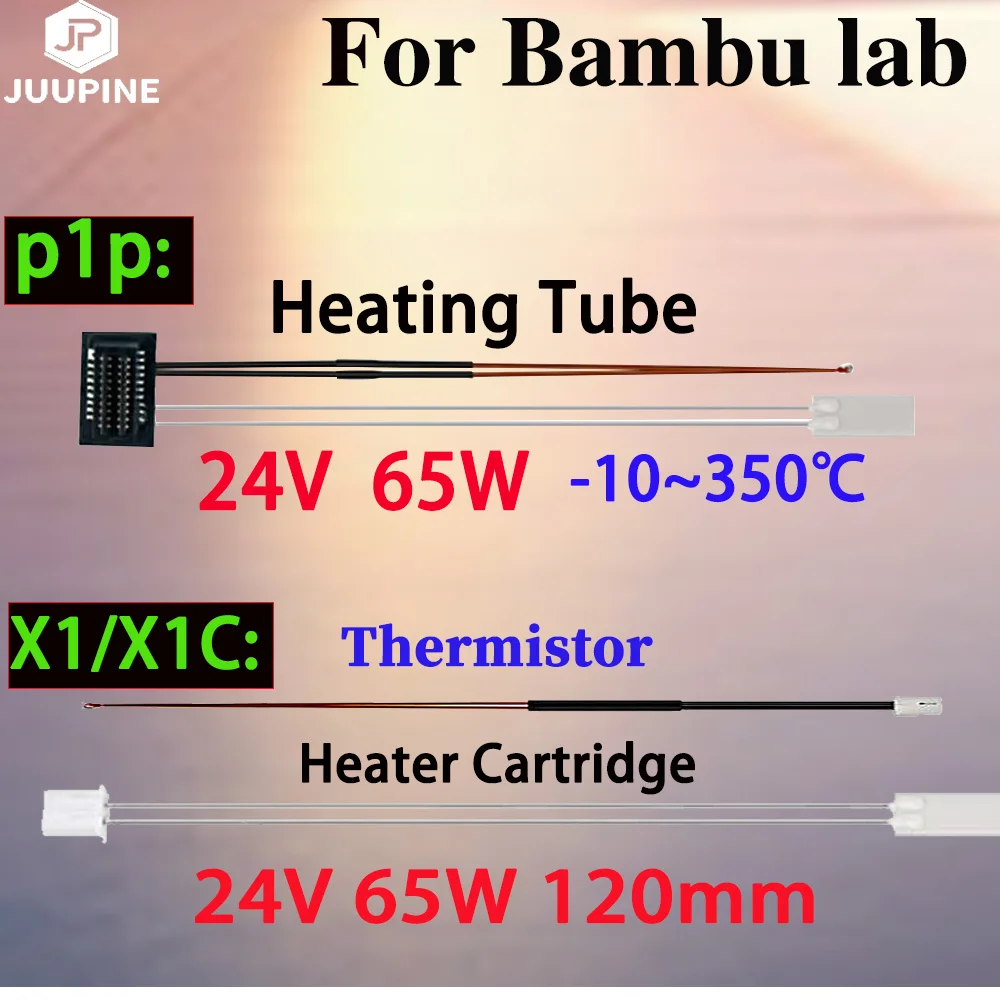 Voor Bambu Lab P 1P Thermistor P 1S Keramische Cartridge Verwarmer 24V 48W Verwarmingsbuis Voor Bambulabs X1 X1c Thermistor Hotend