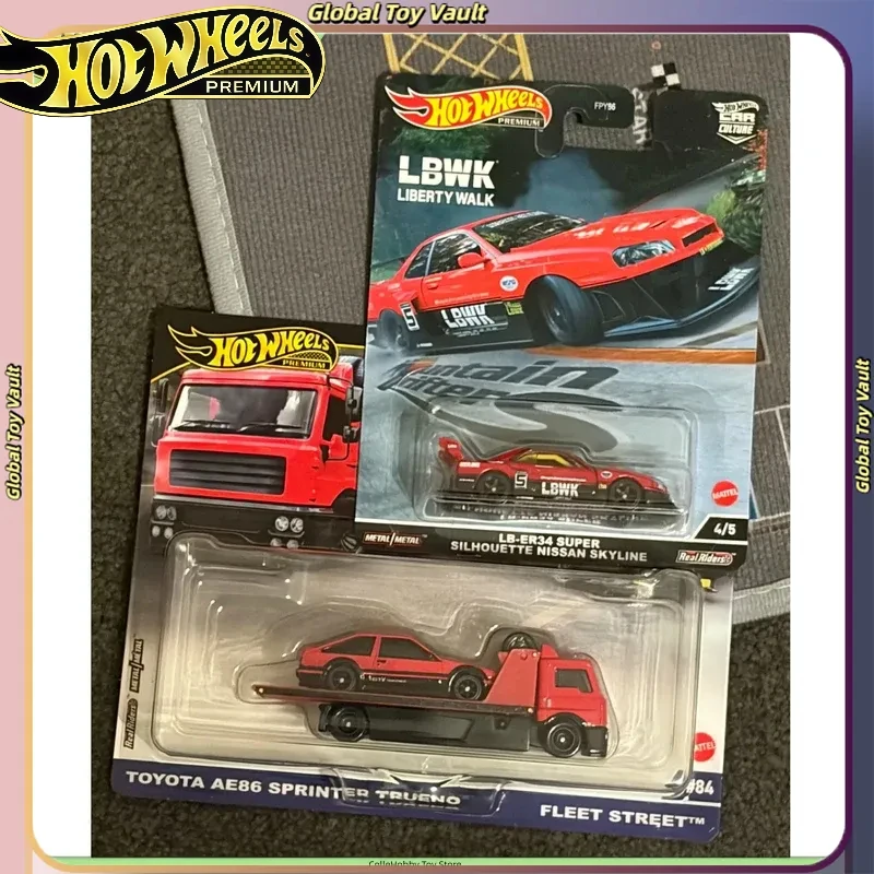 Hot Wheels Premium Car Culture Team Transport Toyota Ae86 & Flatbed Truck Diecast Set Flf56 1:64 Diecast  Model Collectible Gift