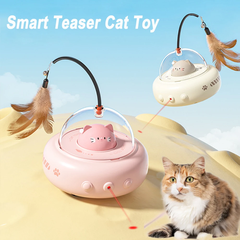 New Smart Teaser Cat Toy Electric UFO Cat Teaser Stick With Bell Training Pet Toys Replaceable Feather Interactive Cat Supplies