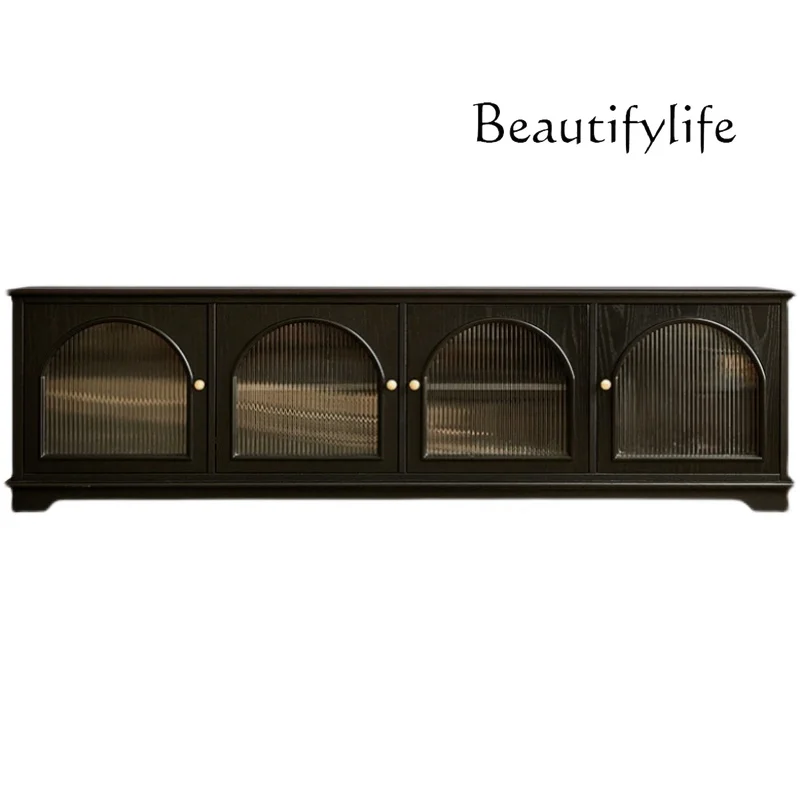 

Solid wood TV cabinet Small apartment light luxury floor cabinet Nordic retro creative locker Multifunctional living room