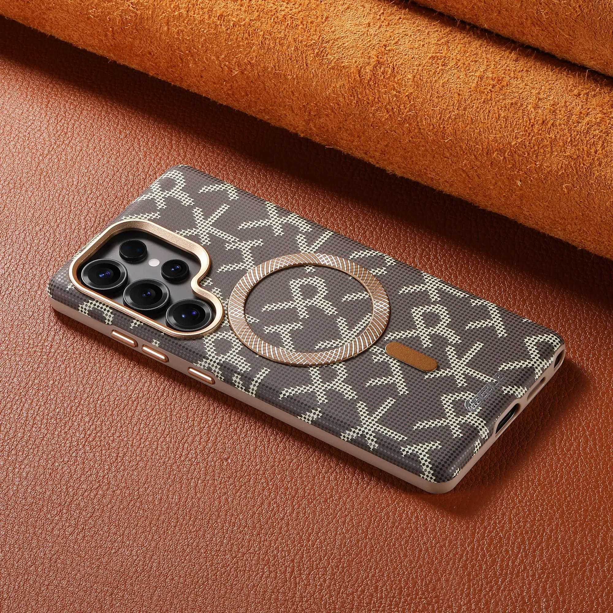Luxury Faux Leather Phone Case Magnet Wireless Charging Frosted Feel For Samsung Galaxy S26 Ultra S25 S24 view 2