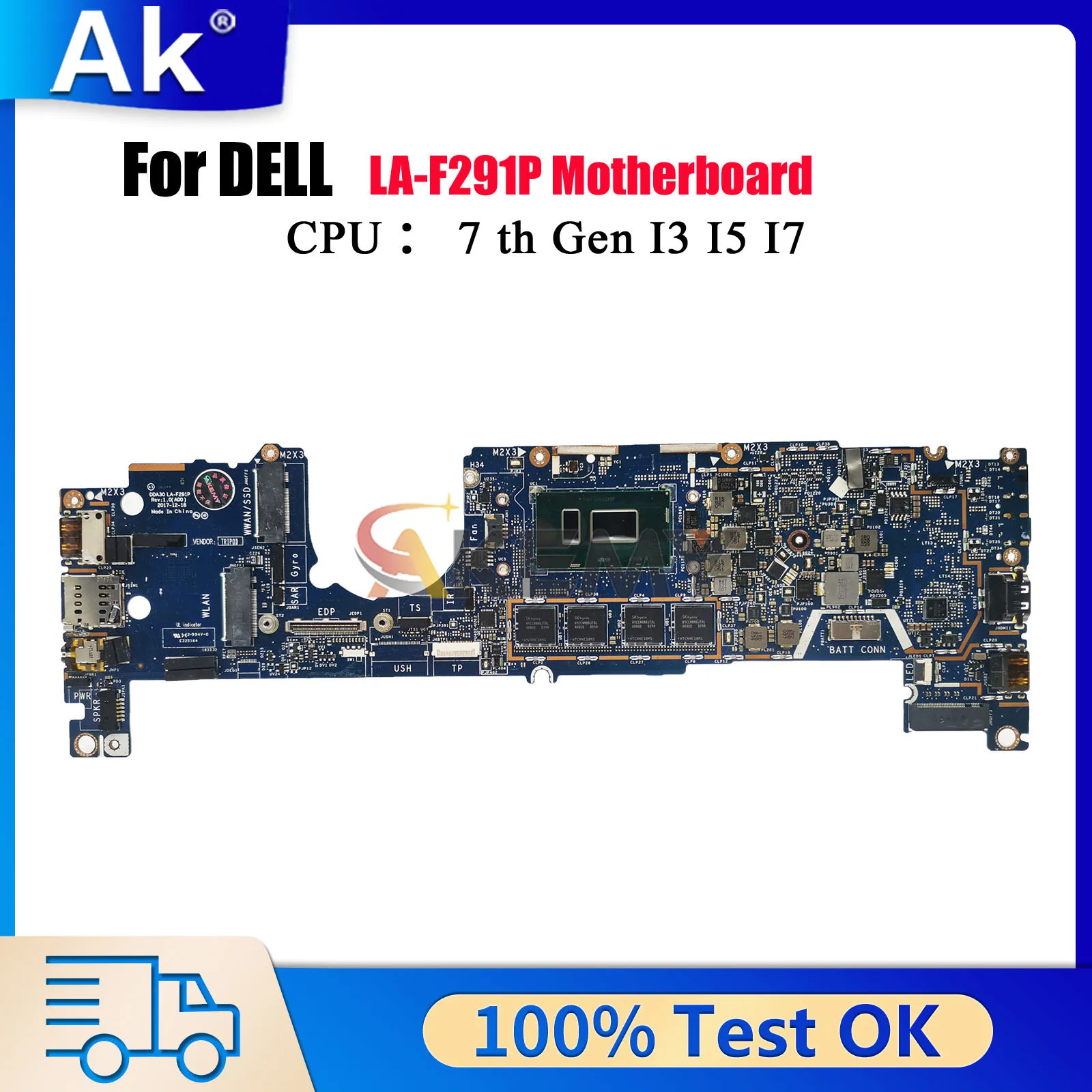 

DDA30 LA-F291P Mainboard For Dell Latitude 13 7390 2in1 CN-02PK0W 071V71 0441WF 041M0M 0XMNM2 Tested OK