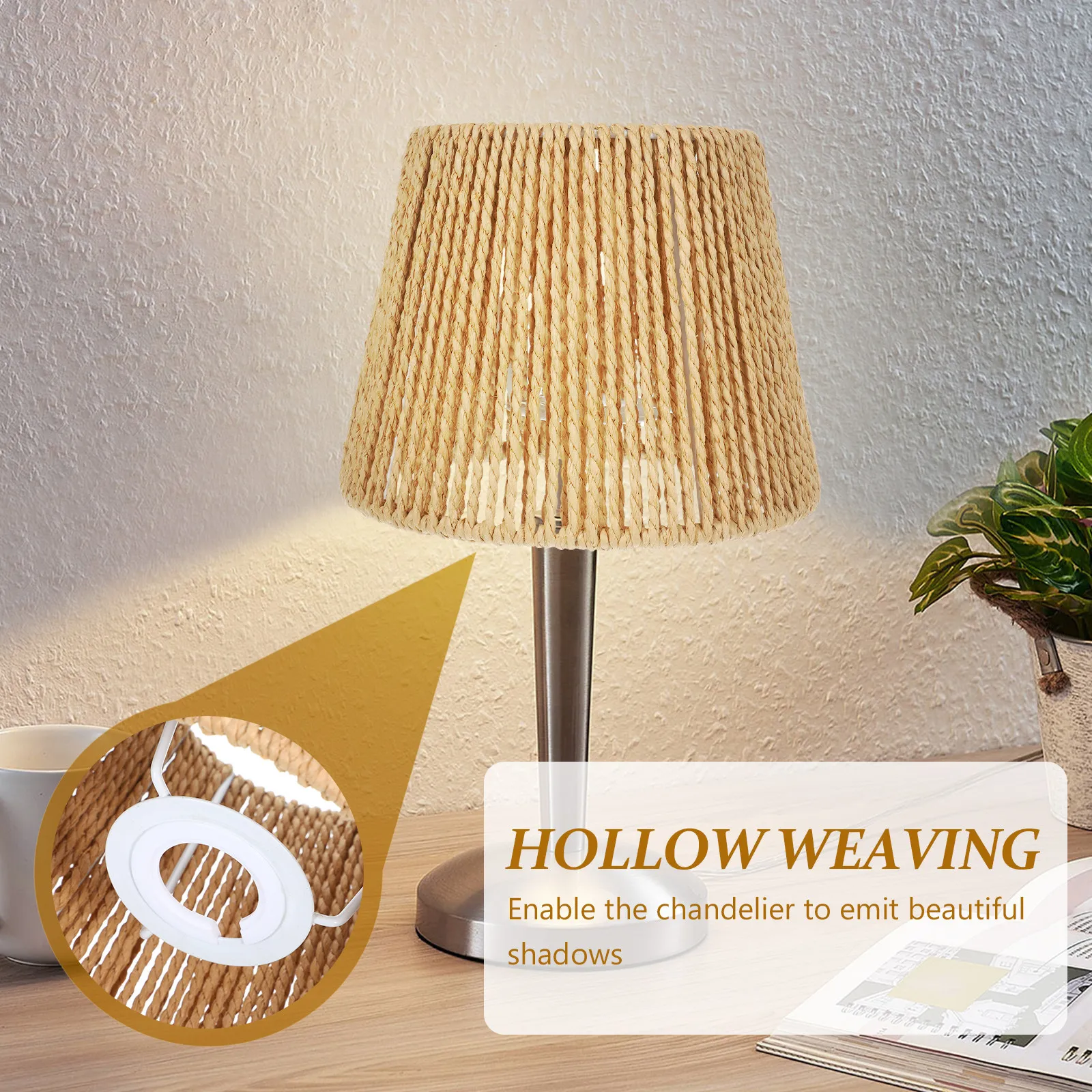 

Плетеный вручную абажур из бумажной веревки для потолочного светильника, декоративный плафон для ресторана, кафе, дома